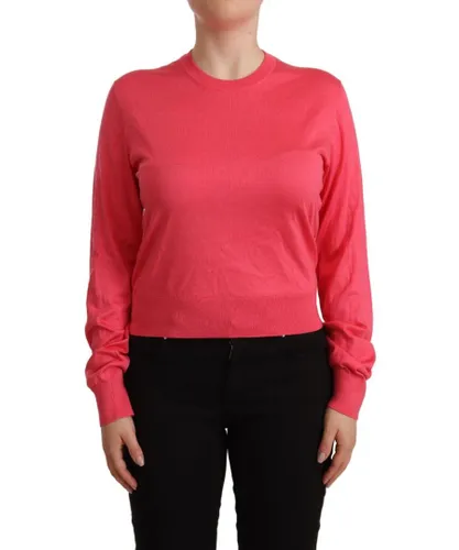 Dolce & Gabbana WoMens Pink Silk Crewneck Pullover Top Sweater Cashmere