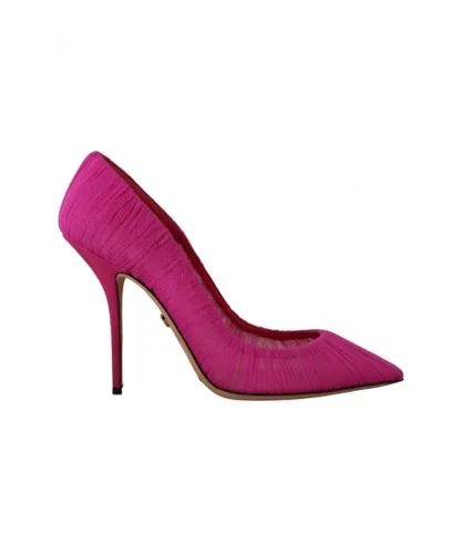 Dolce & Gabbana WoMens Pink Tulle Stiletto High Heels Pumps Shoes Silk