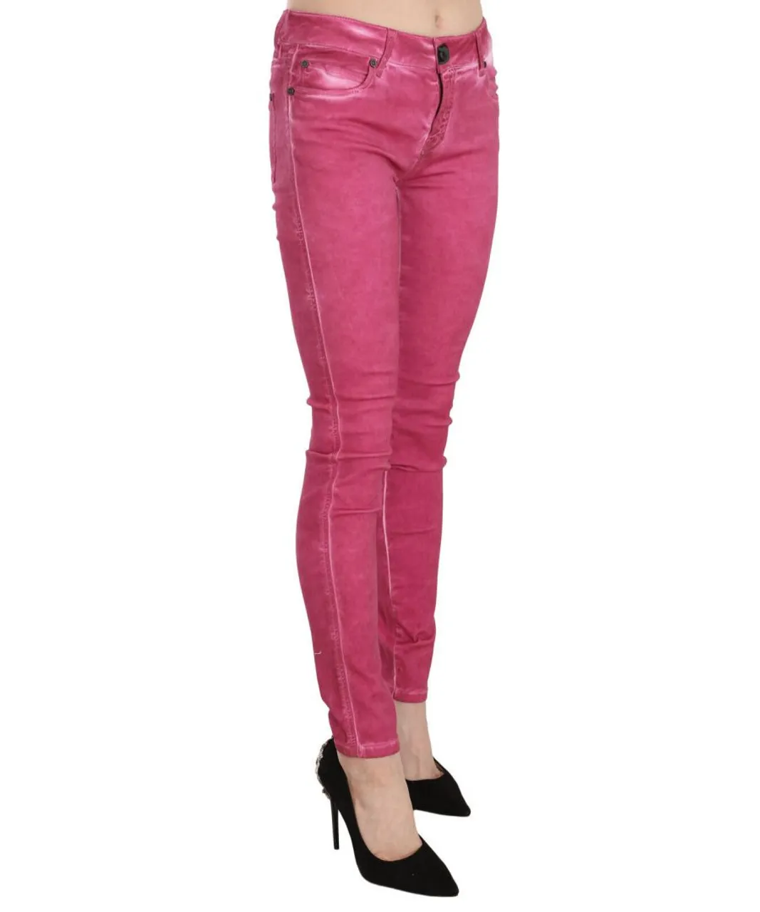 Dolce & Gabbana WoMens Pink Velvet Mid Waist Skinny Jeans
