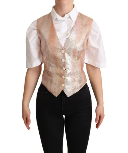 Dolce & Gabbana WoMens Pink Waistcoat Stripe Vest Top Silk