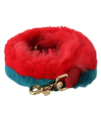 Dolce & Gabbana WoMens Red and Blue Rabbit Fur Leather Shoulder Strap - Black - One Size