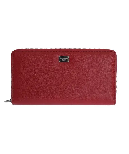 Dolce & Gabbana WoMens Red Dauphine Leather Zip Around Continental Wallet - One Size