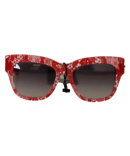 Dolce & Gabbana WoMens Red Lace Acetate Rectangle Shades DG4231 Sunglasses - One