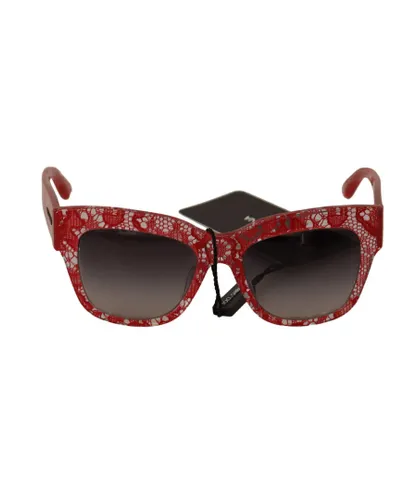 Dolce & Gabbana WoMens Red Lace Acetate Rectangle Shades Sunglasses - One