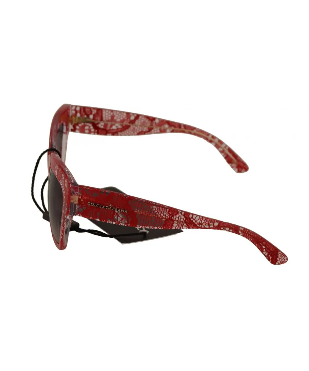 Dolce & Gabbana WoMens Red Lace Acetate Rectangle Shades Sunglasses - One