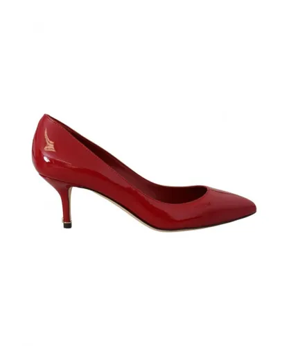 Dolce & Gabbana WoMens Red Patent Leather Kitten Heels Pumps Shoes