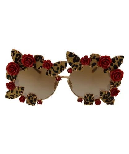Dolce & Gabbana Womens Roses Embellished Metal Sunglasses - Gold - One