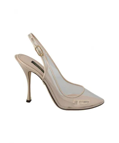 Dolce & Gabbana WoMens Slingback PVC Beige Clear High Heels Shoes