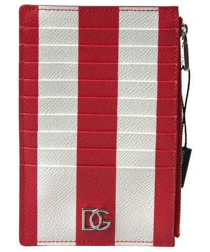 Dolce & Gabbana Womens Striped Leather Logo Card Holder Wallet - Multicolour - One Size