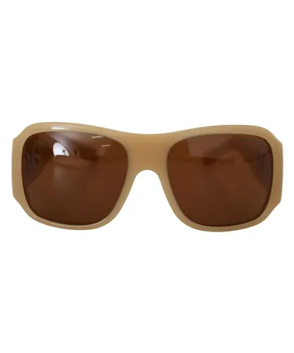 Dolce & Gabbana Womens Swarovski Stones Brown Lens Sunglasses - Cream - One