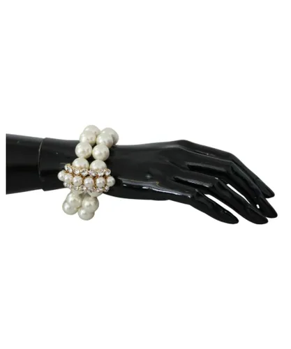 Dolce & Gabbana Womens Translucent Crystal Faux Pearl Bracelet - Gold - One Size