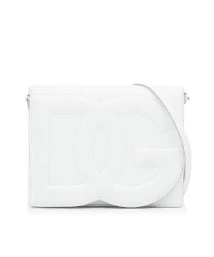 Dolce & Gabbana Womens Vintage Dolce&Gabbana DG Logo Flap Crossbody Bag White Calf Leather - One Size