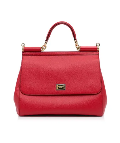 Dolce & Gabbana Womens Vintage Dolce&Gabbana Medium Miss Sicily Satchel Red Calf Leather - One Size