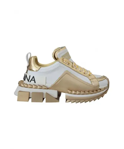 Dolce & Gabbana WoMens White and gold Super Queen Leather Shoes