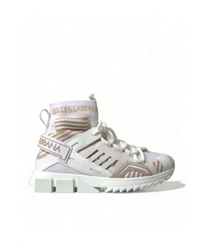 Dolce & Gabbana WoMens White Beige Sorrento Socks Sneakers Shoes