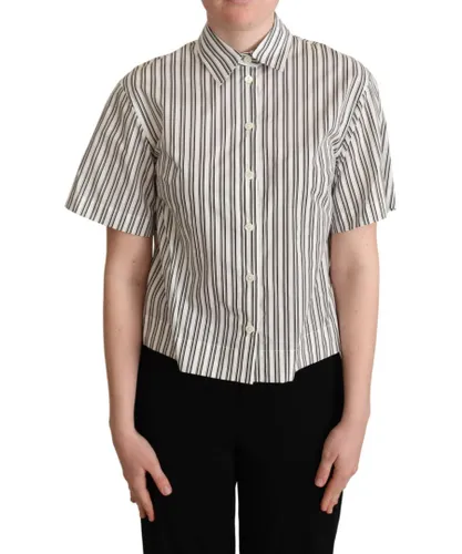 Dolce & Gabbana WoMens White Black Striped Shirt Blouse Top - Multicolour Cotton