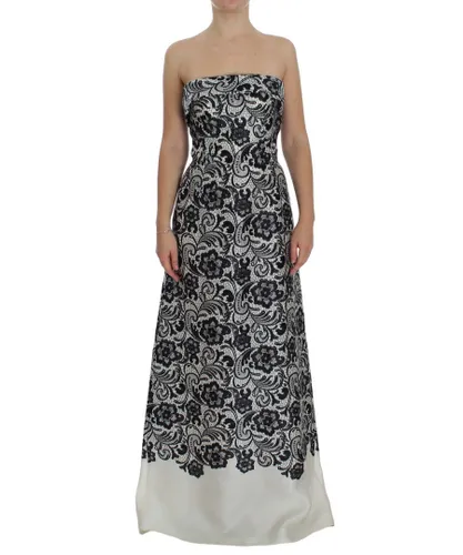 Dolce & Gabbana Womens White Floral Lace Silk Corset Maxi Dress - Multicolour
