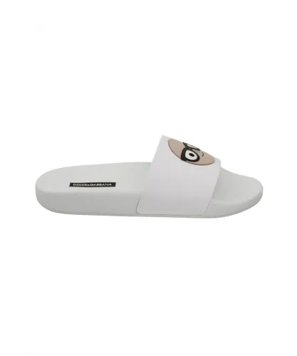 Dolce & Gabbana WoMens White Leather #dgfamily Slides Shoes Sandals