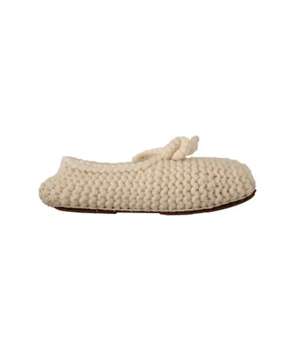 Dolce & Gabbana WoMens White Slip On Ballerina Flats Wool Knit Shoes