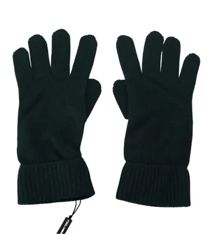 Dolce & Gabbana Womens Wrist Length Knitted Gloves - Dark Green Cashmere