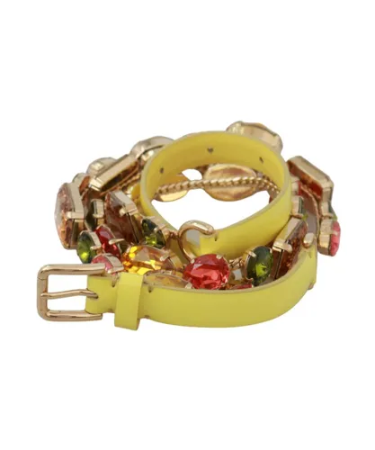 Dolce & Gabbana WoMens Yellow Gold Multicolor Crystals Waist Belt