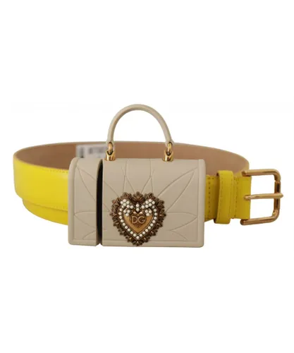 Dolce & Gabbana WoMens Yellow Leather Devotion Heart Micro Bag Headphones Belt