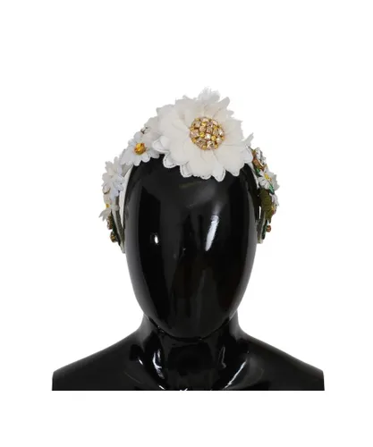 Dolce & Gabbana WoMens Yellow White Sunflower Crystal Floral Headband - Multicolour Cotton - One