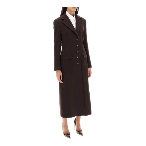 Dolce & Gabbana , Wool and Cashmere Shaped Coat ,Brown female, Sizes: