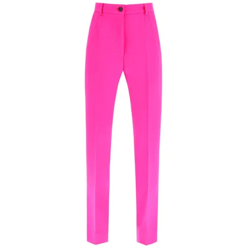 Dolce & Gabbana , Wool Blend Trousers ,Pink female, Sizes: