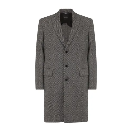 Dolce & Gabbana , Wool Coat with Button Closure ,Gray male, Sizes: