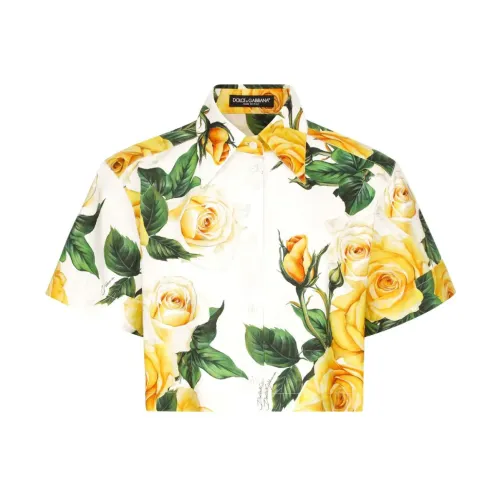 Dolce & Gabbana , Yellow Cropped Shirt with Short Sleeves ,Yellow female, Sizes: