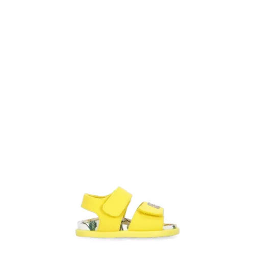 Dolce & Gabbana , Yellow Glitter Logo Sandals for Girl ,Yellow female, Sizes: