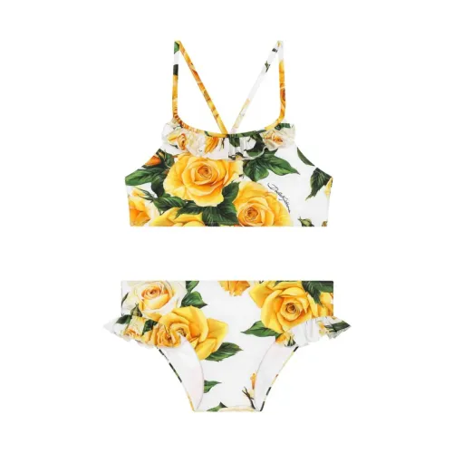 Dolce & Gabbana , Yellow Roses Bikini Kids Sea Clothing ,Multicolor female, Sizes: