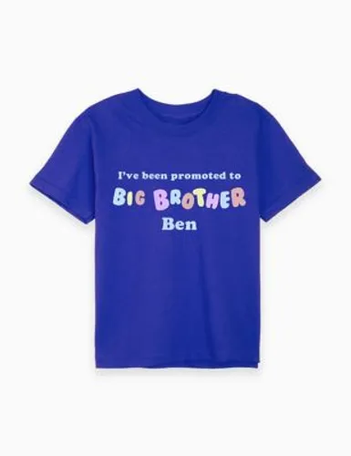 Dollymix Boys Personalised Big Brother T-Shirt (3-12 Yrs) - 9-10Y - Blue, Blue