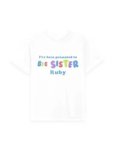 Dollymix Girls Personalised Big Sister T-Shirt (3-12 Yrs) - 11-12 - White, White