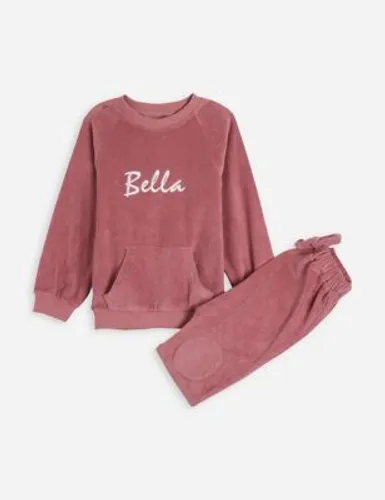 Dollymix Personalised Kids Towelling Lounge Set (1-7 Yrs) - 2-3 Y - Pink, Pink