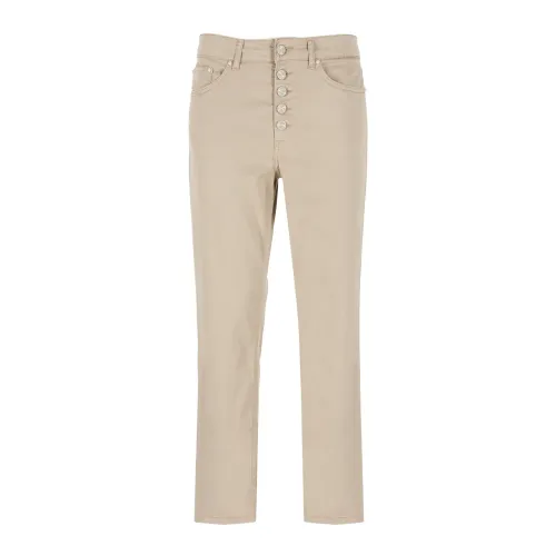Dondup , Beige Blend Cotton Pants for Women ,Beige female, Sizes: