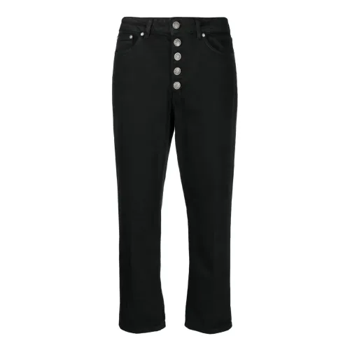 Dondup , Black Stretch-Cotton Cropped Jeans ,Black female, Sizes: