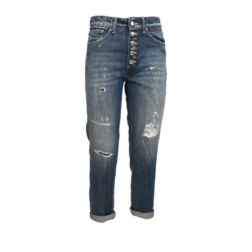 Dondup , Blue Jeans with Regular Waist and Jewel Button, Made in Italy ,Blue female, Sizes: