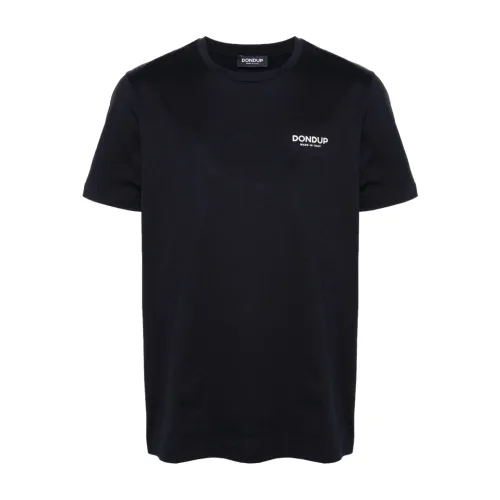 Dondup , Blue Logo Print T-shirts and Polos ,Blue male, Sizes: