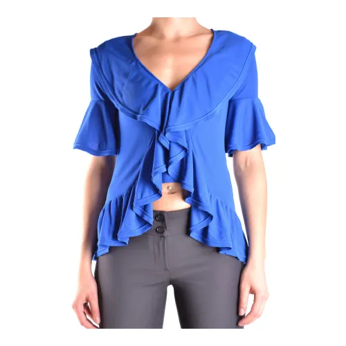 Dondup , Bohemian Flutter Sleeve Blue T-shirt ,Blue female, Sizes: