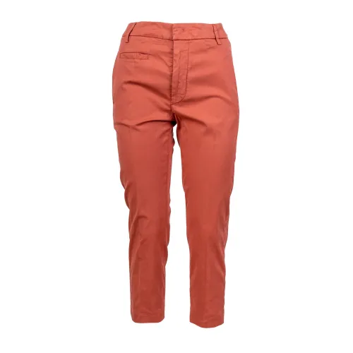 Dondup , Cotton Chino Pants. Regular Fit, Ankle Length. Made in Italy. ,Orange female, Sizes: