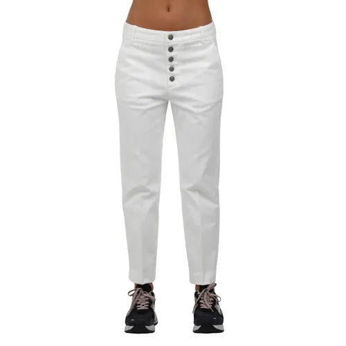 Dondup , Nima Gabardine Pants with Buttons ,Beige female, Sizes: