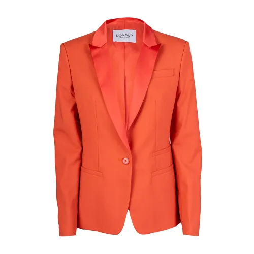 Dondup , Silk Lapel Slim Fit Blazer ,Orange female, Sizes: