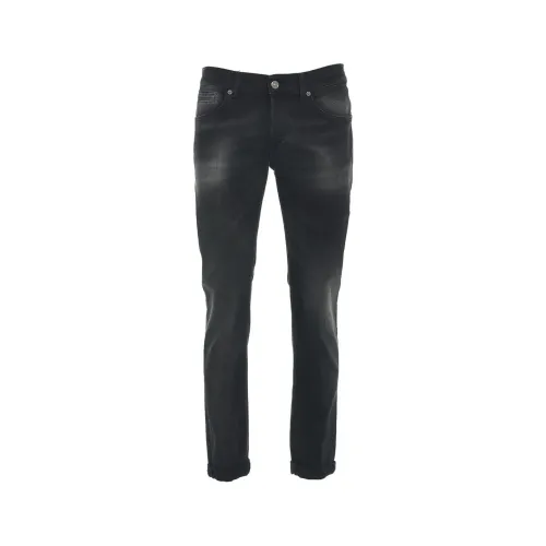 Dondup , Skinny Fit Jeans with Logo Details ,Black male, Sizes: