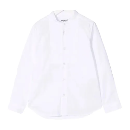 Dondup , White Collarless Shirt with Logo Embroidery ,White male, Sizes:
