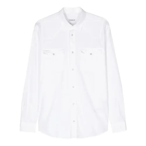 Dondup , White Western Shirt with Snap Buttons ,White male, Sizes: