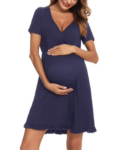 Doraha Womens Maternity Nightdress Breastfeeding Nightgown
