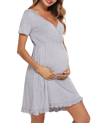 Doraha Womens Maternity Nightdress Breastfeeding Nightgown