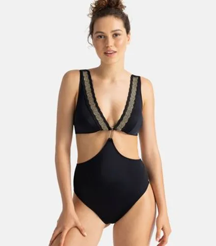 Dorina Black Cut Out Swimsuit New Look